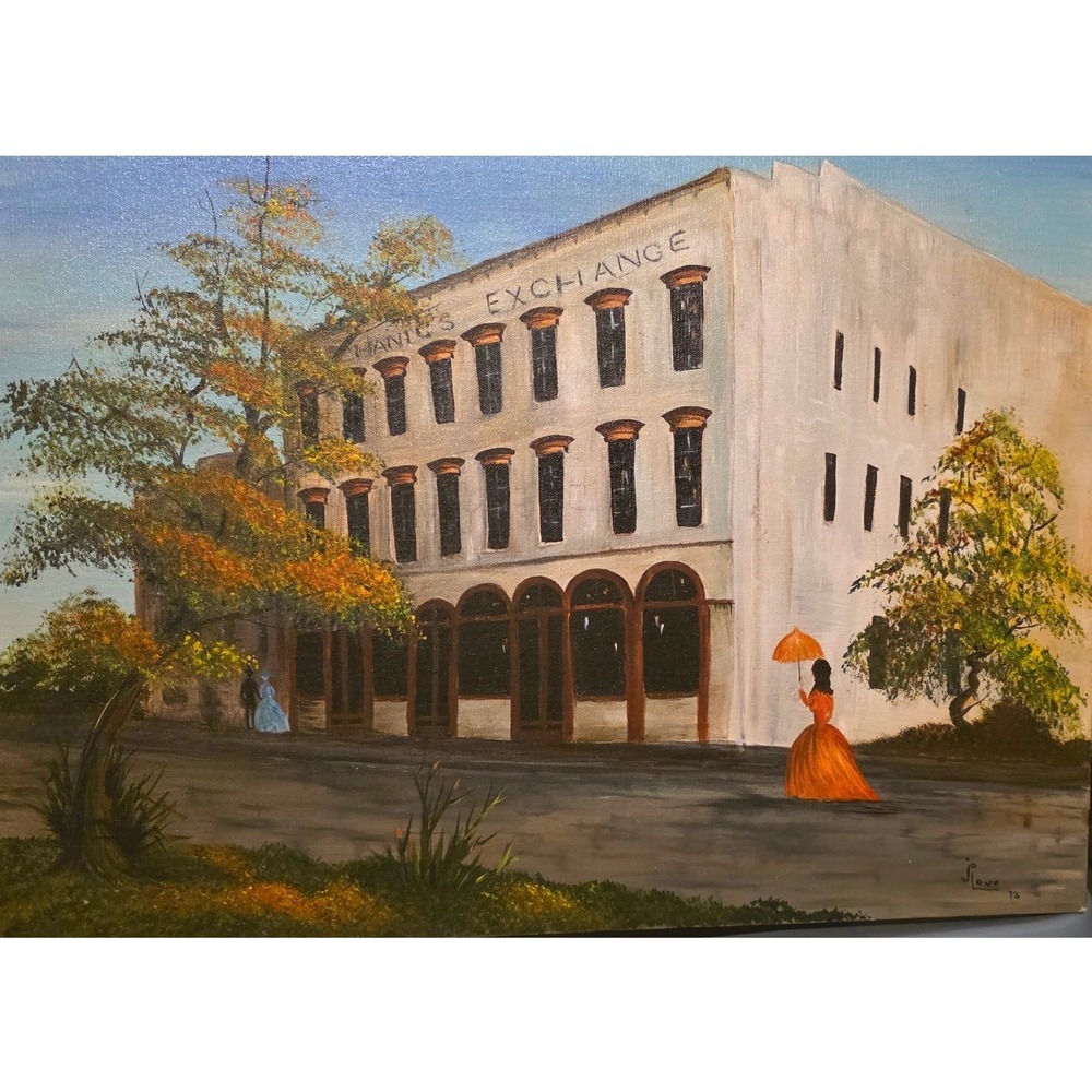 Oil Painting JoJo Original Canvas Mechanic's Exchange Victorian Scene 17.5x23